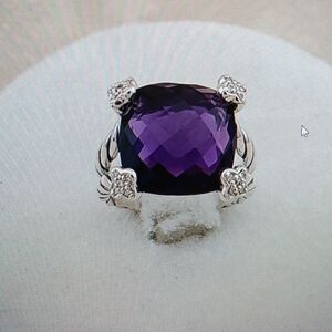 David Yurman Amethyst and Silver Ring size 8